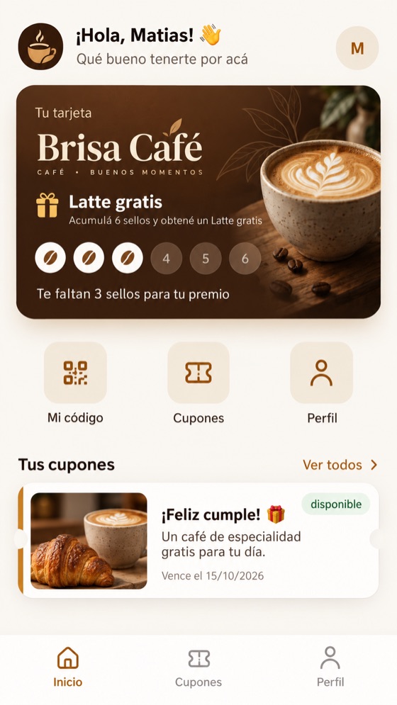 App de fidelidad de Brisa Café